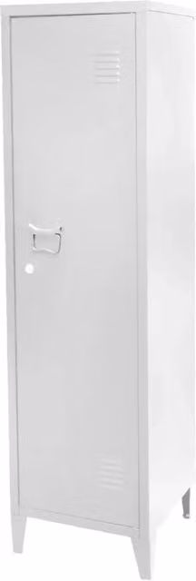 Armadietto spogliatoio Meublorama bianco in stile industriale con 1 anta in metallo per ufficio e home office L/P/H: 38 x 38 x 137 cm