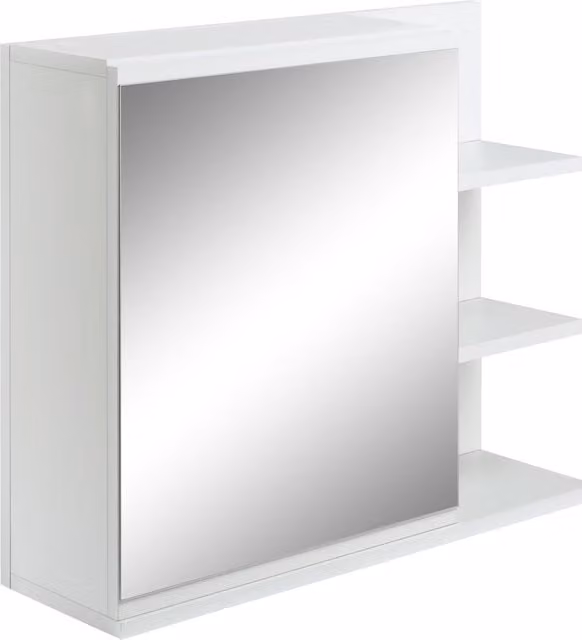 Mobiletto Bagno Moderno Kleankin con Specchio e 3 Ripiani Laterali, Bianco, L: 60 cm, P: 18 cm, H: 50 cm
