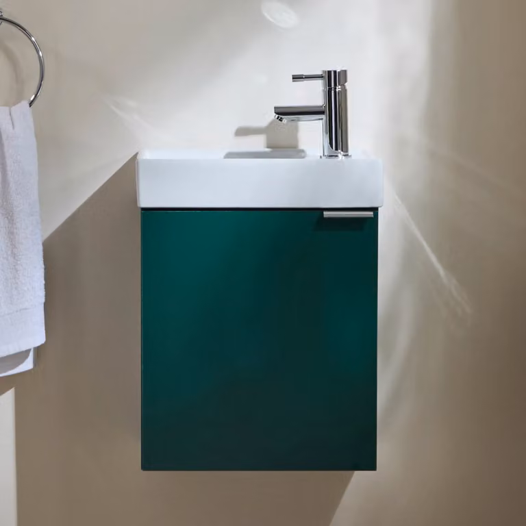 Mobile Bagno Sospeso HudsonReed Verde Opaco con Ante Soft Close L/P/H: 44 x 39 x 21,5 cm