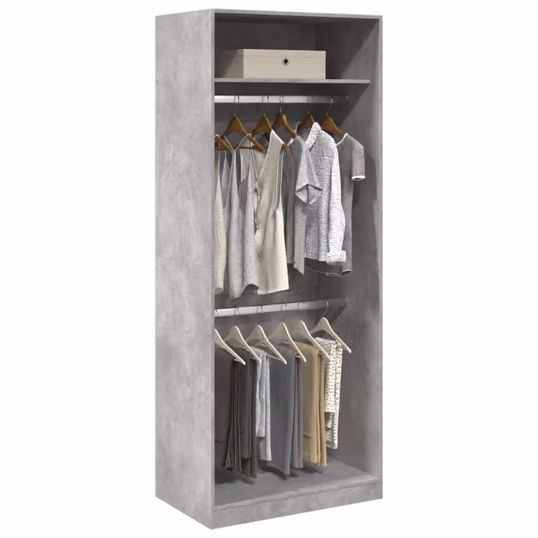 Armadio vidaXL Grigio Opaco in Legno e MDF con Ante a Battente L: 80 cm, P: 50 cm, H: 200 cm