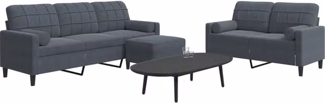 Set di divani componibili a L vidaXL in velluto grigio con pouf e cuscini per soggiorno