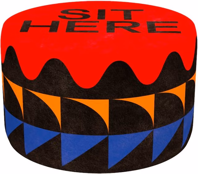 Pouf Qeeboo Sit Here M multicolore con design moderno e forma cilindrica