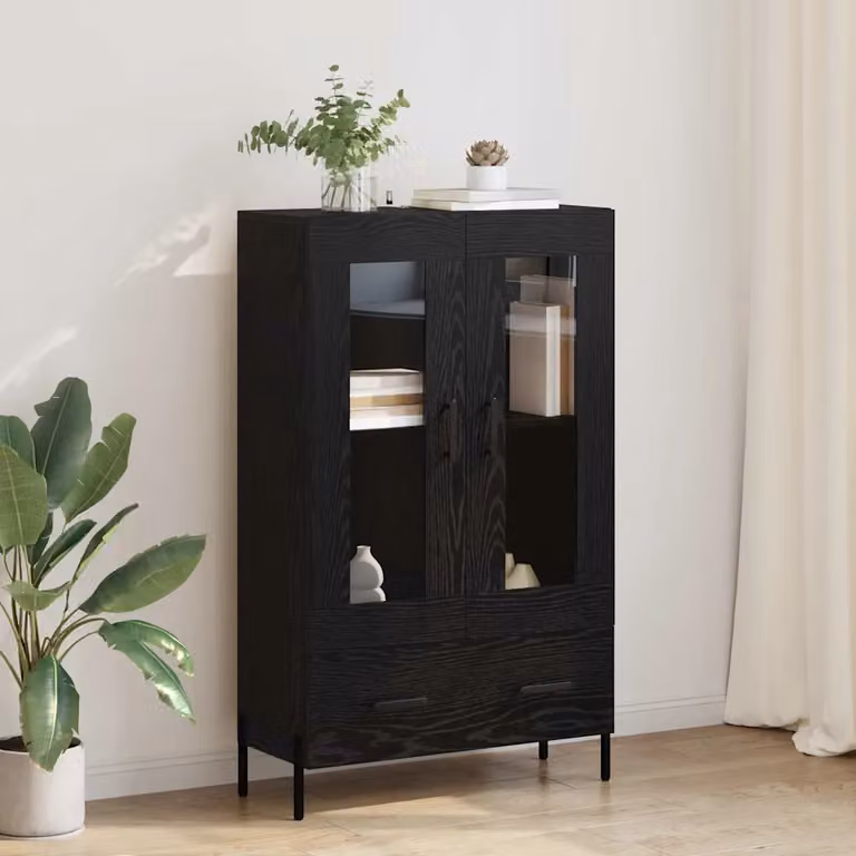 Credenza moderna vidaXL CORONA in rovere nero con ante a battente e ripiani interni L: 69,5 cm, P: 31 cm, H: 115 cm