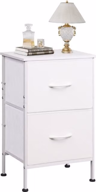 Comodino multifunzionale con 2 cassetti Aosom, Bianco, L: 39,8 cm, P: 29,8 cm, H: 63,1 cm