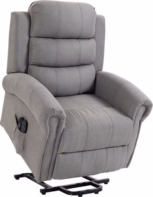 Poltrona relax con funzione alzapersona Outsunny grigio, modello moderno con braccioli e rivestimento in tessuto