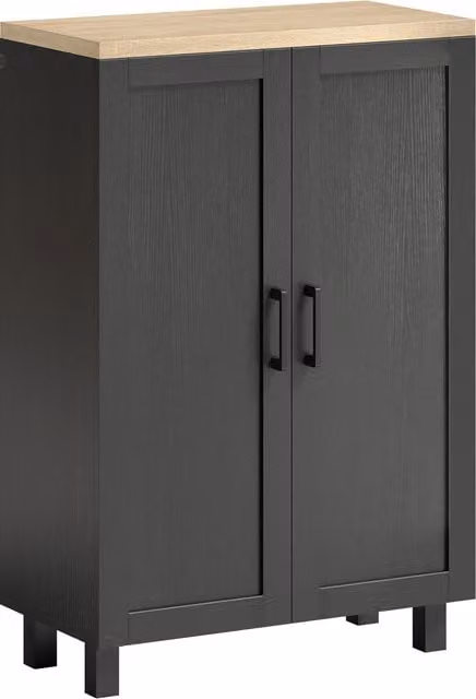 Credenza Aosom Moderna con 2 Ante e Ripiano Regolabile per Soggiorno, Cucina o Ingresso, Nero, L: 60 cm, P: 30 cm, H: 90 cm