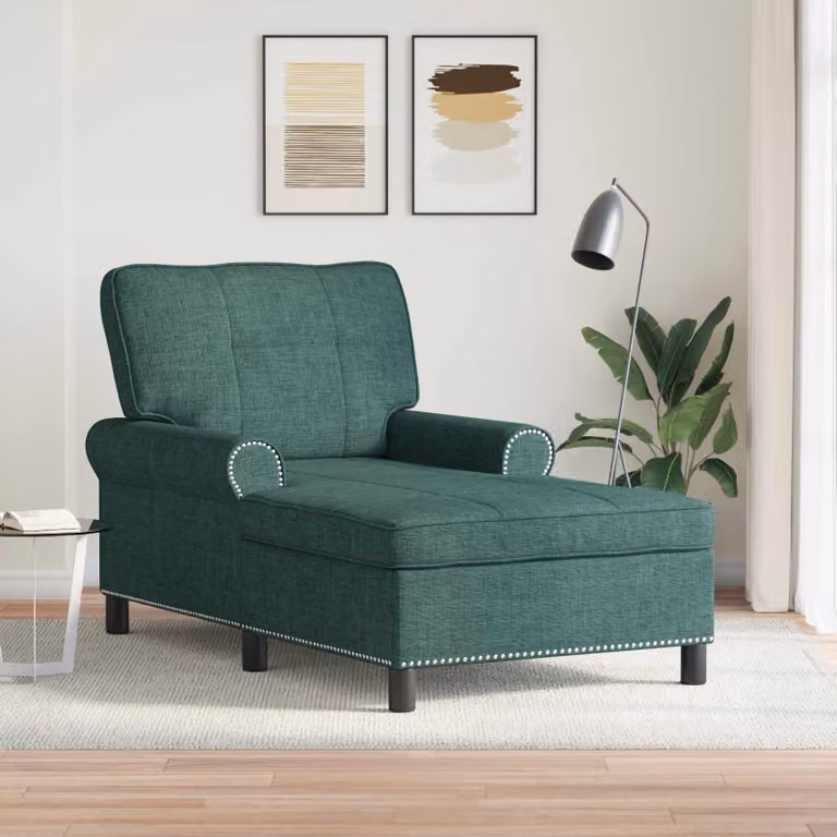 Chaise Lounge Moderna vidaXL in Tessuto Verde con Rivestimenti Rimovibili, L/P/H: 157 x 91 x 91 cm