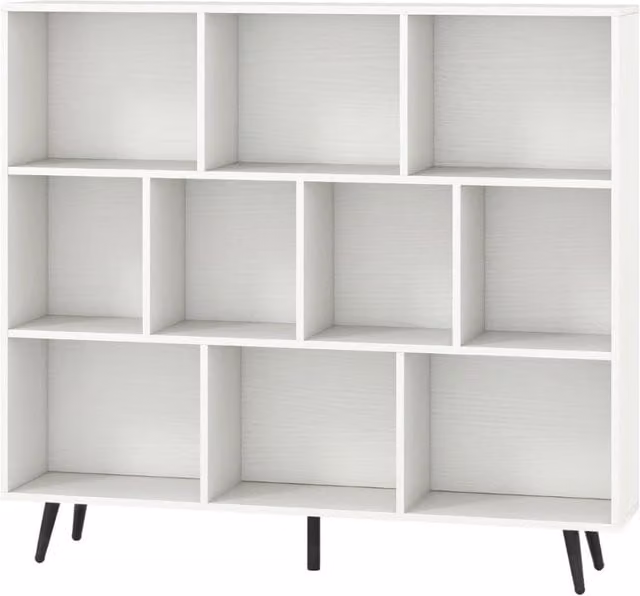 Libreria Design Mania con 10 cubi in stile Mid-Century, Bianco, L 120 cm x H 107 cm x P 24 cm