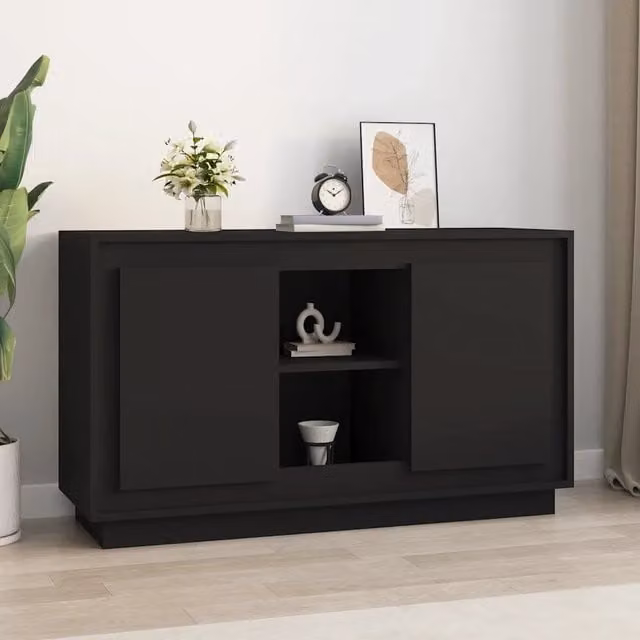 Credenza nera in legno e MDF stile classico vidaXL L: 102 cm, P: 35 cm, H: 60 cm