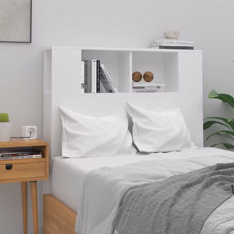 vidaXL Mobiletto con testiera e ripiano integrato bianco L: 100 cm, P: 18,5 cm, H: 102,5 cm